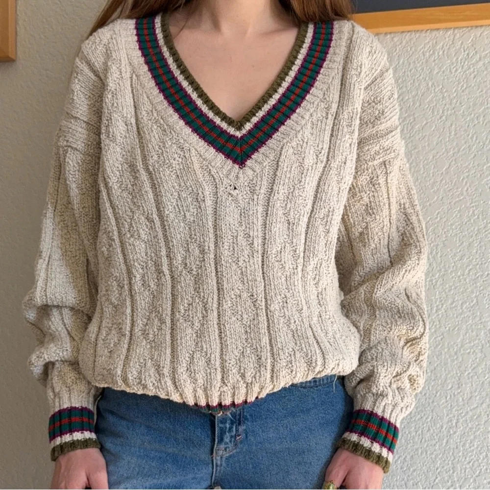 Vintage 90s V-Neck Knit Sweater - Picture 3 of 9